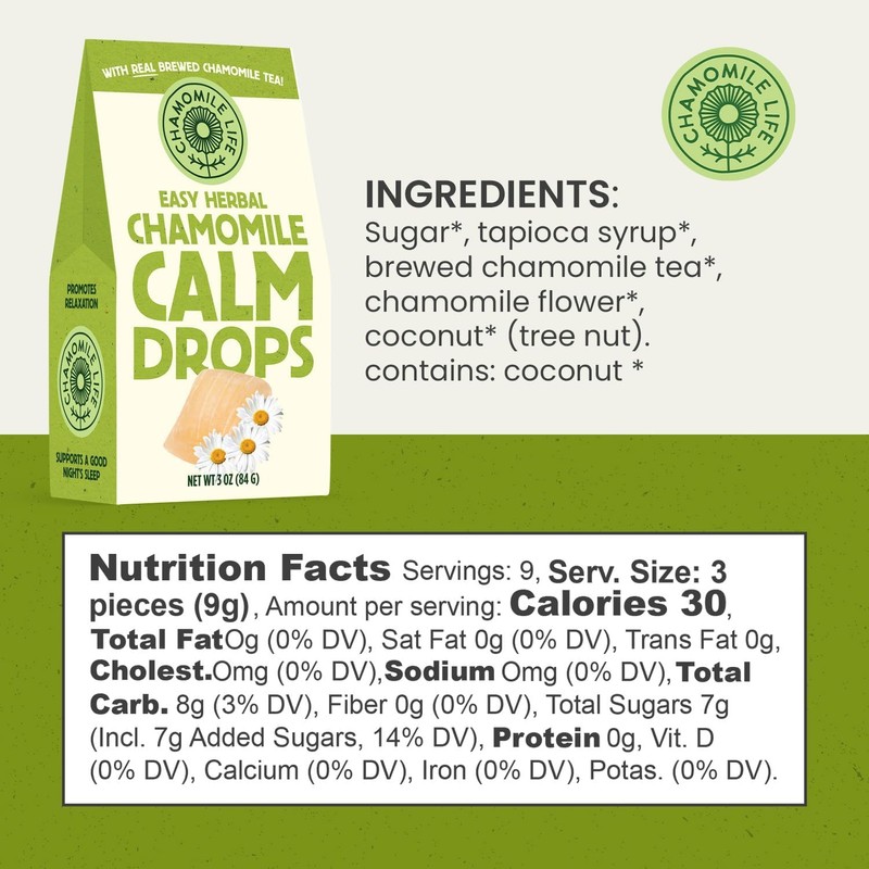 Easy Herbal Chamomile Calm Drops - Low-Calorie Hard Candy with