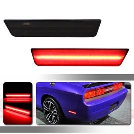 Tonsya Kit de lámparas LED ahumadas de color rojo completo compatible con Dodge Challenger 2008-2014 y para Dodge Charger 2011-2014 reemplaza las luces de marcador laterales de parachoques trasero OEM