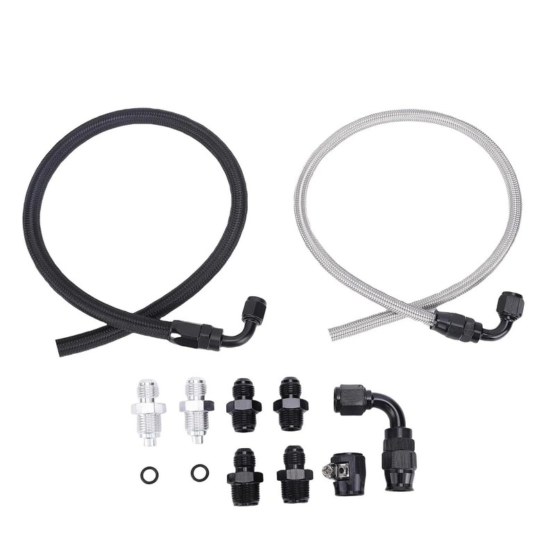6AN Power Steering Pump Hose Kit 25Inch Leak-Proof High/Low Pressure