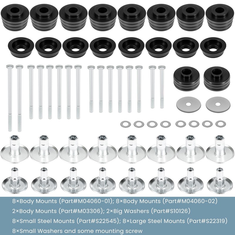 KF04060BK Body Mount Bushing Kit For Ford F250 F350 Super