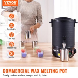 VEVOR Electric Wax Melting Pot Pour Spout & 9-Level Temperature Control Easy Clean for Candle Soap Cream Beauty Bulk Production Business or Home, 6.5L, Black