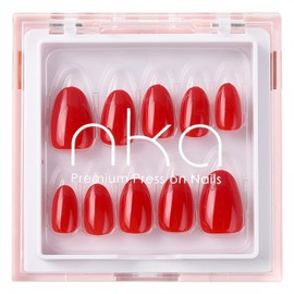 NKA Press on Nails Kit, 30 Premium Quality Soft Acrylic Reusable Press on Nail, Fake False Acrylic Nails, Red Scarlet