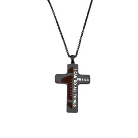 GDKASRNY Rugby Necklace Bible Verse Philippians 4:13 Cross Necklace Christian Baptism Religious Sports Jewelry Gift (Necklace Black)