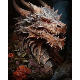 QACEYID Paint by Numbers Dragon for Adults, Acrylic Oil Painting by Numbers Kits for Beginner with Paintbrushes Brushes Paintwork Art Canvas for Home Decor 16x20 inch