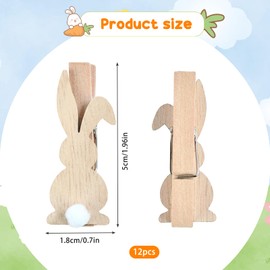 Easter Wooden Pegs with Rabbit, Pack of 12 Rabbit Mini Wooden Pegs, Easter Wooden Clips, Easter Bunny Decorative Wood, Easter Decoration Clip for Decoration Photos Pictures Collages Postcards Gifts