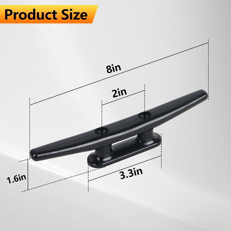 8 Inch Nylon Boat Cleats, Dock Cleats Black 6 Pack,