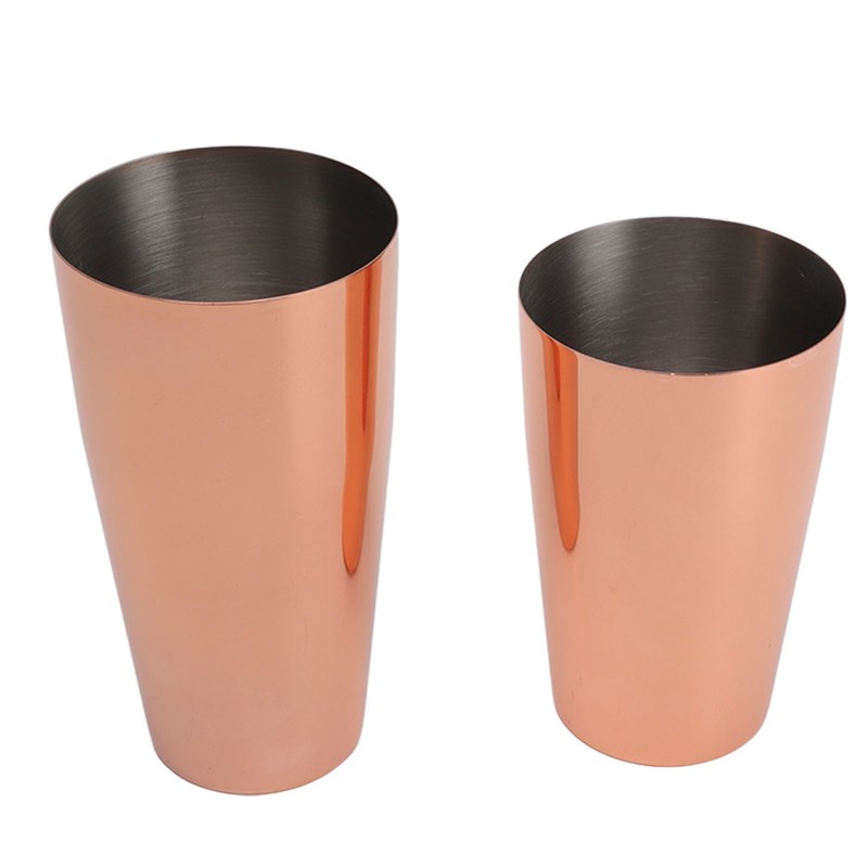 Boston Cocktail Shaker Stainless Steel Rose Gold Glossy Surfaces Leakproof