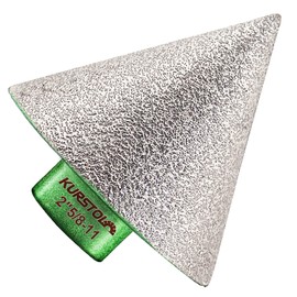 KURSTOL Diamond Cone Tile Bit - Diamond Countersink Drill Bit 2 in x 5/8"-11 Thread Angle Grinder, Beveling Chamfer Bit for Shaping Enlarging Cleaning Existing Holes of Granite Marble Porcelain Tiles