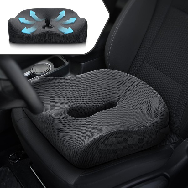 DiffCar 2023 Upgraded Seat Cushion for Coccyx Sciatica Tailbone Pain Relief, Car Accessories Car Seat Cushion for Car Seat Driver, for Truck Driver,Short People,for Office Chair,Wheelchair,Plane