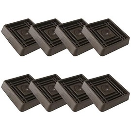 VOCOMO Furniture Caster Cups for Carpet and Finished Surfaces, 2â Square Rubber Anti-Slip Wheel Grippers Floor Protectors, 8 Pack, Brown