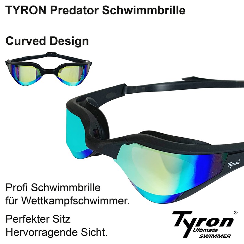 Tyron Performance Predator Swimming Goggles (Black/Metallic)