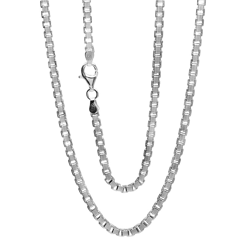Treasure Bay Mens, Womens Solid 925 Silver Box Chain Necklace