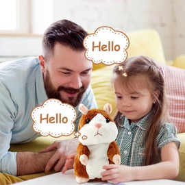 Talking Hamster, Interactive Talking Hamster Toy Children, Talking Plush Toy, Record Toy for Children, Early Education, 3 Years Old, Funny Gift for Children's Birthday, Brown