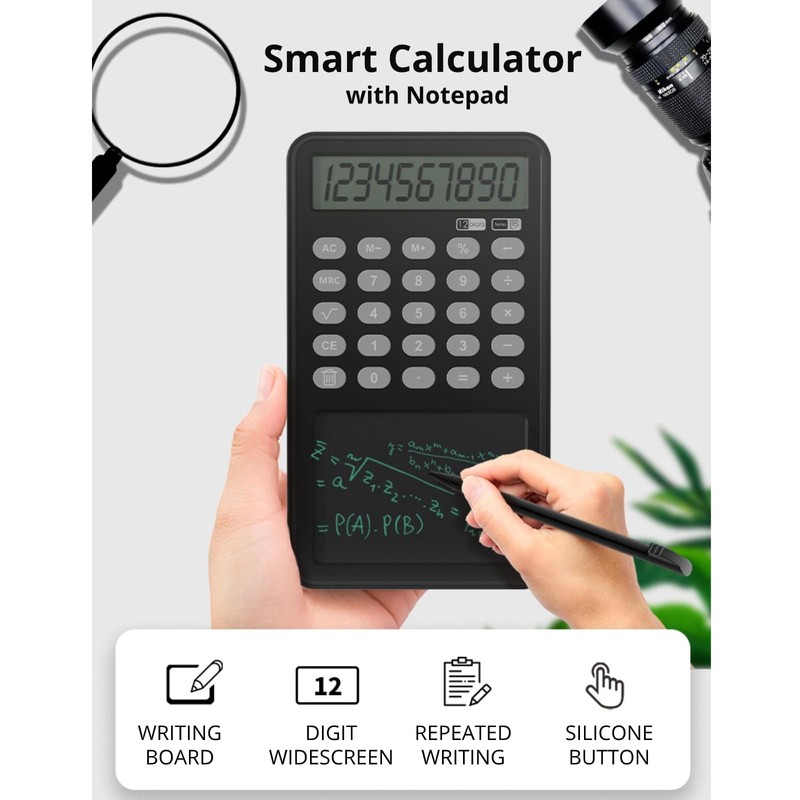 Calculator with Notepad, 12 Digit LCD Display Desktop Calculator with