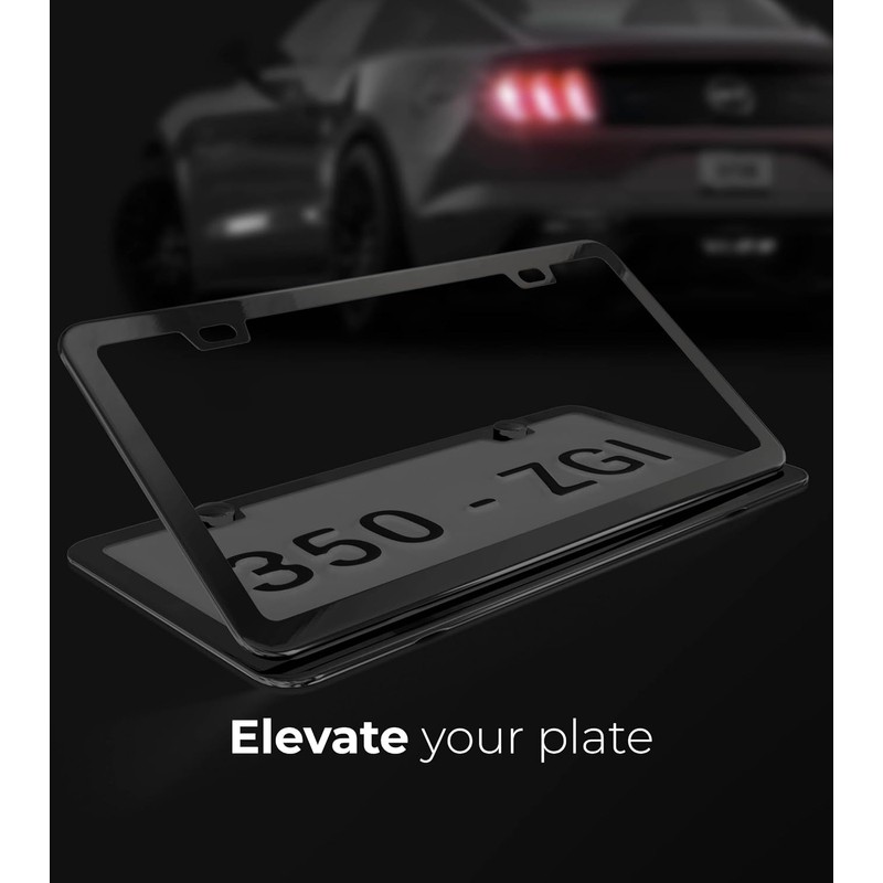 Black with Chrome Finish License Plate Frame - Stainless Steel