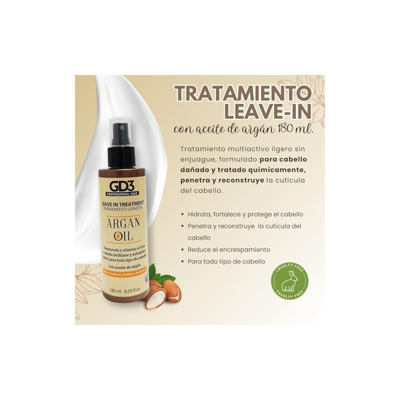 Tratamiento Leave In para Cabello con Argan GD3 180 ML