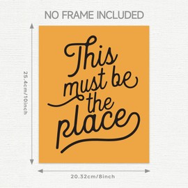 This Must Be The Place Print, Inspirational Quote Wall Art, Retro Typography Wall Art, Modern Home Decor, Funky Wall Art, Trendy Decor for Bar, Restaurant, Apartment or Dorm, 8X10 inch Unframed