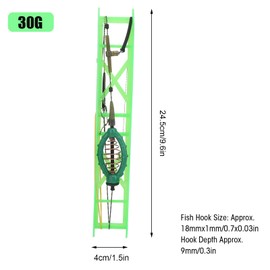2 Pack Fishing Hooks Carp, Fishing Feeder Cage Fishing Feeder Bait Cage Spring Holder with Metal Sinker for Fish Carp(30g) Fishing line