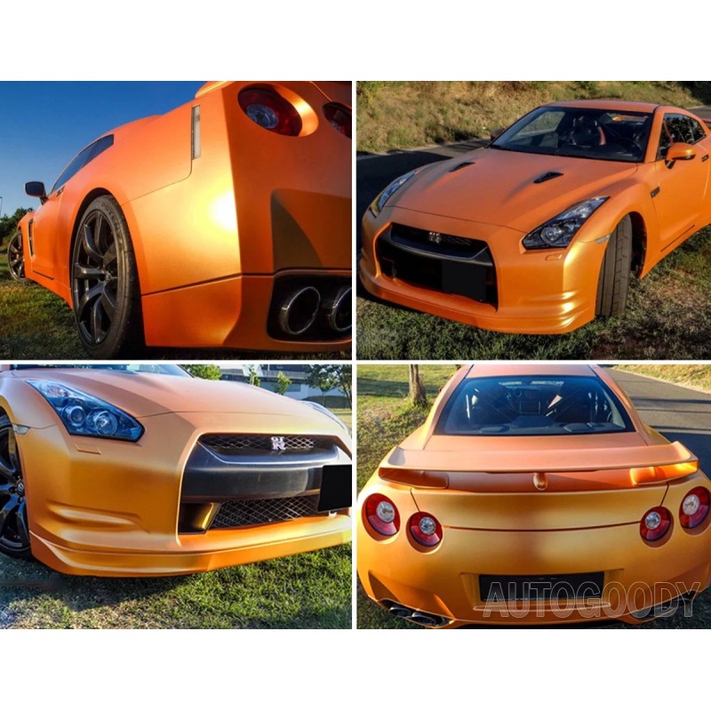 AUTOGOODY 60" x 60" Satin Matte Chrome Metallic Orange Vinyl