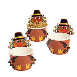 Fun Express Turkey-Shaped Snack Cups - Party Supplies - 12 Pieces