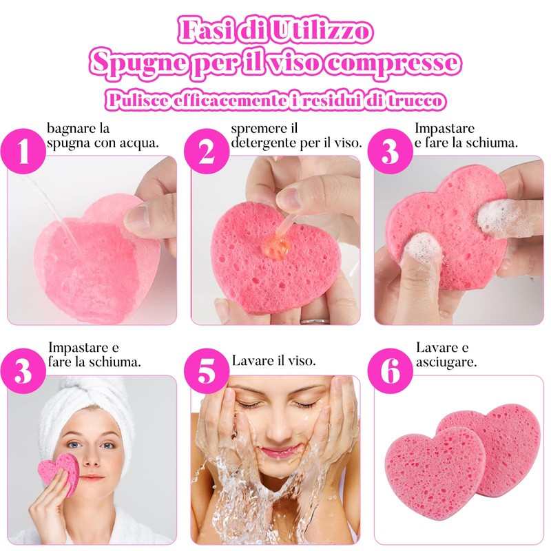 Scettar 20 Pieces Facial Cleansing Sponges Compressed Face Sponges Heart