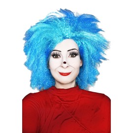 ALLAURA Compatible with Thing 1 & Thing 2 Wig – Funky Blue Wig for Men & Women – Crazy Hair Costume Accessory for Bim, Ben, Rick-Inspired Cosplay, Halloween, Seuss Characters, One Size Fits All