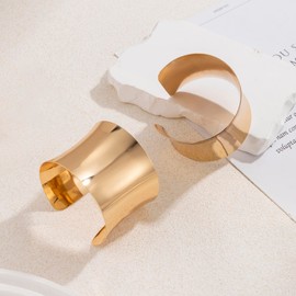 EIELO 2 Pcs Gold Cuff Bangle Bracelet for Women Open Wrist Cuff Wrap Bracelet