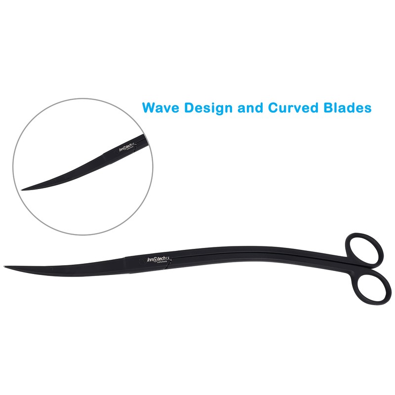 Innotech Aquarium Scissors 25 cm Aquarium Cleaning Wave Scissors Black