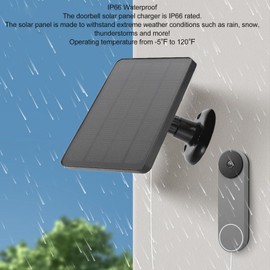 10W Solar Panel for Doorbell, Solar Panel Charger for Nest/Eufy Doorbell 2K Camera, Ring Video Doorbell 2/3+, Doorbell 3/4 Plus, IP66 Waterproof, 360° Adjustable Bracket