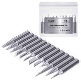 HANGLIFE T18 Soldering Iron Tips for Hakko FX-888D FX-888 FX8801 FX-600, and More Soldering Stations/Irons - Replacement Solder Tips for Welding Equipment & Accessories (12 pcs)
