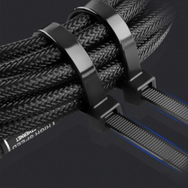 100Pcs 8 Inch Heavy Duty Industrial Zip Toes 40lbs Tensile Strength Releasable Black Tie Wraps Reusable Zip Toes Tie Straps For Garden Plant Secure Vine, Home Office