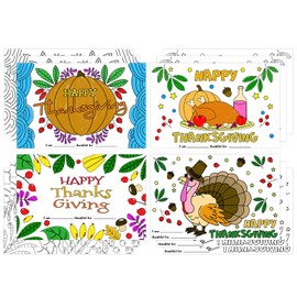 Hohomark Color Your Own Placemats,12 Sheets Fall Thanksgiving Placemats for Kids 11 inches x17 inches Coloring Paper Table Mat for Kids to Write - I Am - Thankful for ( 4 Designs ) Multicolor