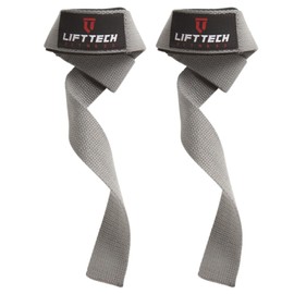 Lift Tech Fitness Weight Lifting Straps for Men and Women - Cotton Gym Straps for Weightlifting, HIIT, Strength Training - Pull ups & Deadlift Straps - Lifting Wrist Straps - Grey, One Size