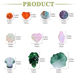 Gocelyn 100Pcs Assorted Crystal Glass Beads of Various Plants for Jewelry Making, Theme of Flower Leaf Plants Czech Glass Loose Beads for Crafts Bracelets Necklaces Pendants