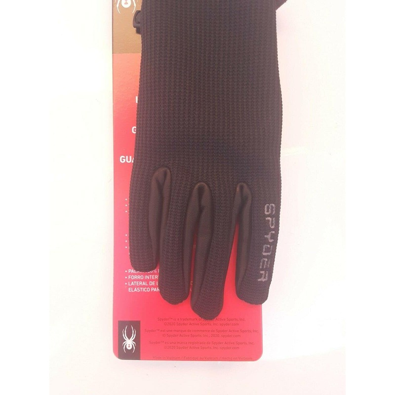 Spyder Leather Palm Black Gloves (Medium)