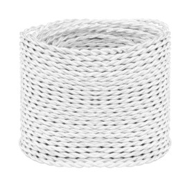 Helunsi 32.8ft Twisted Cloth Covered Wire - White 18/2 Electrical Lamp Cord, 18 Gauge 2-Conductor Fabric Cord for DIY Projects