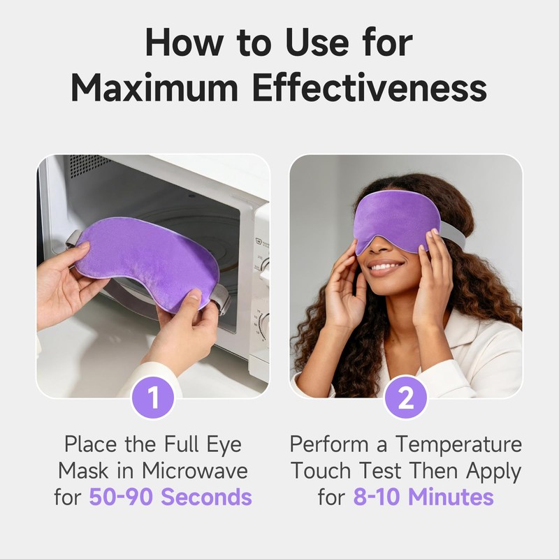 Umisleep Heated Eye Mask, Microwavable Moist Heat, Warm Compress, Purple