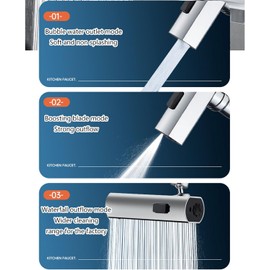 Cabezal de grifo de cocina, 360 boquillas giratorias, extensores de grifo para fregadero de cocina, aireador de gran área