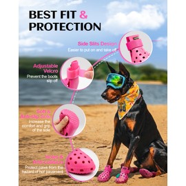 Dog Shoes for Hot Pavement - Dog Boots for Small & Medium & Large Dogs, Dog Boots Paw Protectors, Easy ON & OFF, Non-slip, Waterproof, Easy-Clean Dog Booties for Beach and Snow (Pink, S)