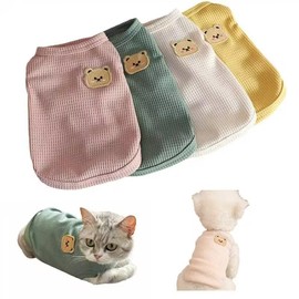 Generic RichePet 4 Pieces Dog Shirts with Breathable and Comfort Small Medium Dog cat pet Clothing Spring Dog Outfits for Small Puppy Cat Pets (X-Large), Yellow Pink Green White