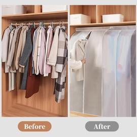 BAG WIZARD 54" Clear Garment Bags for Hanging Clothes, Suit Coat Cover for Closet Storage, Zipper Clothing Protector, Set of 2