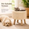 Wimarsbon Pouf Ottoman, Round Footstool with 4 Wood Leg, Handmade