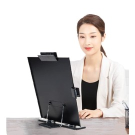 Data Holder, PC Input Stand, 6 Levels Adjustment, Interlaced with File Clip, Lector, Sheet Score, Recipe Stand, Document/Report Holder, Office, Multi-Purpose, Stationery, Office Supplies, High Quality, Metal Stand, Foldable, Movable, Convenient Goods, Bl