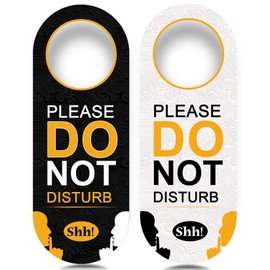 4 Pack Do Not Disturb Door Hanger Sign Funny, Meeting in Progress Door Sign PSLER Black and White Ideal for Therapy, Sleeping, Session in Progress,Spa Treatment, 8.86X3.35 inches PVC Hanging Sign