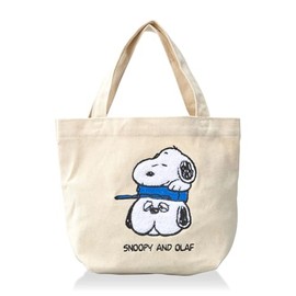 Hapitas 6077 Mini Tote Bag, Perfect for Lunch, Character Bag, Natural Snoopy & Olaf