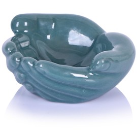 oliruim Ceramic Hands Bowl Dish Sculpture, Giving Hands Candy Holder for Succulent Planter Bowl, Crystal Rock Holder, Office, Keys Bowl for Entryway Table (Blue)