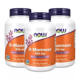 3 x NOW D Mannose 500 mg 120 Veg Caps