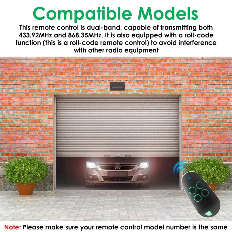 TOPD4REN 806TS-0290 Garage Door Remote Control, Fixed Code 4-Channel Dual-Frequency