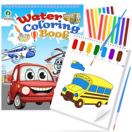 Paint with Water Coloring Books for Toddlers, Watercolor Painting Book and Drawing Art Paper for Kids Ages 3 4 5 6 7 8 Years Old, Truck Art Craft for Drawing with Brush