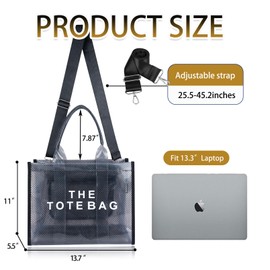 Clear Tote Bag, Clear Crossbody Bags for Women, Transparent Plastic Lunch Bag Large PVC Mesh Handbag Beach Bag for Sports, Travel, Stadium